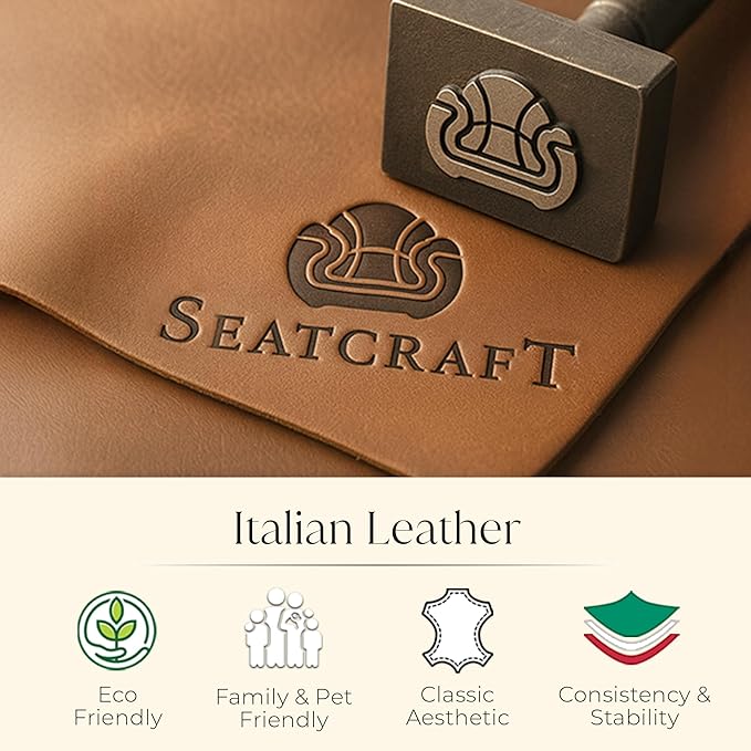 Seatcraft Anthem Italian Leather Loveseat w/Storage Console, Living Room, Power Headrest, Power Recline, Smokey Blue