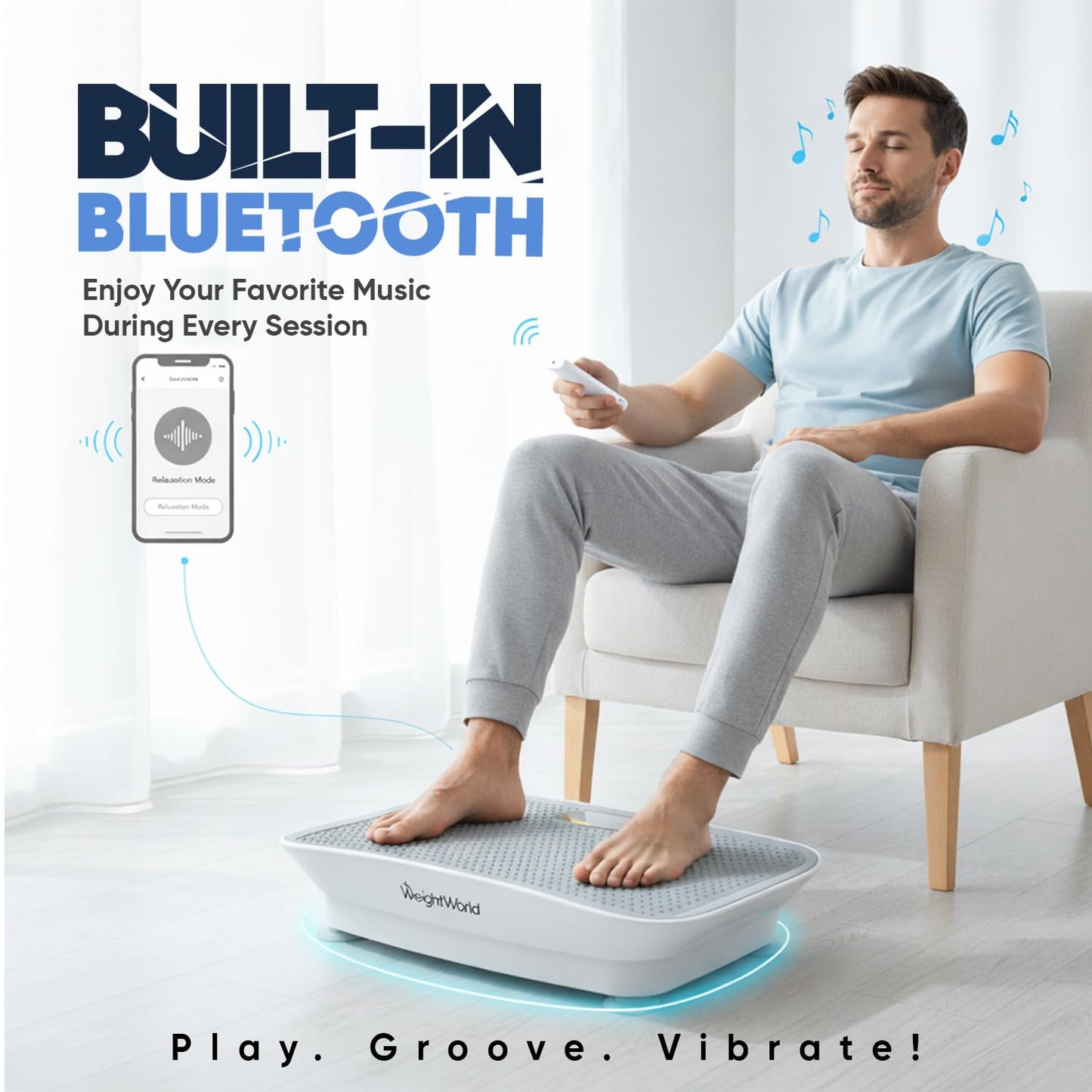 WeightWorld Vibration Plate Exercise Machine for Flexibility, Balance & Relaxation | Built-in Bluetooth, Auto & Manual Mode Vibration Plate Machine | Shake Board for Full-Body Home Workouts