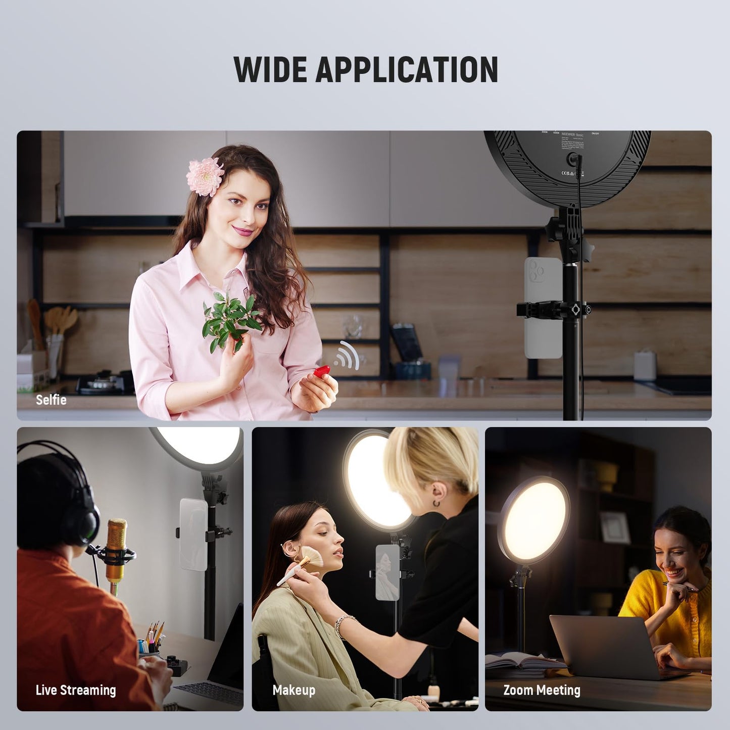 Neewer Basics 12 24W Large Ring Light With 68 Stand/Phone Holder/Remote For Iphone Video Recording Selfie Streaming Makeup Studi