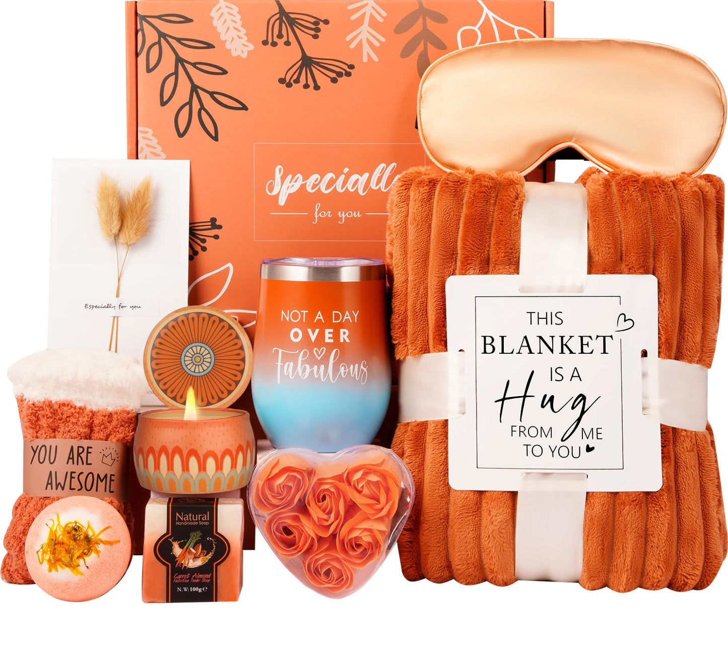 Fall Gifts Basket for Women,Unique Birthday Gifts for Mom Sister Friend Wife w/Fall Candle,Fall Home Decor,Self Care Get Well Spa Box,Thanksgiving,Halloween Christmas Gifts for Her,Fall Gifts Box Cozy