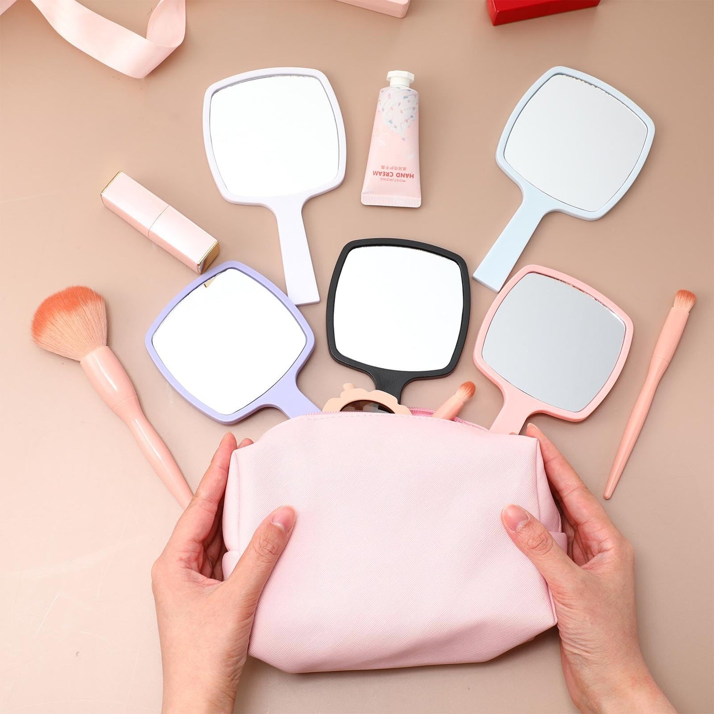 Threehoney 25 Pcs Hand Mirrors Handheld Mirrors with Handle Bulk Travel Cosmetic Makeup Tools Portable Vanity Glass for Bathroom