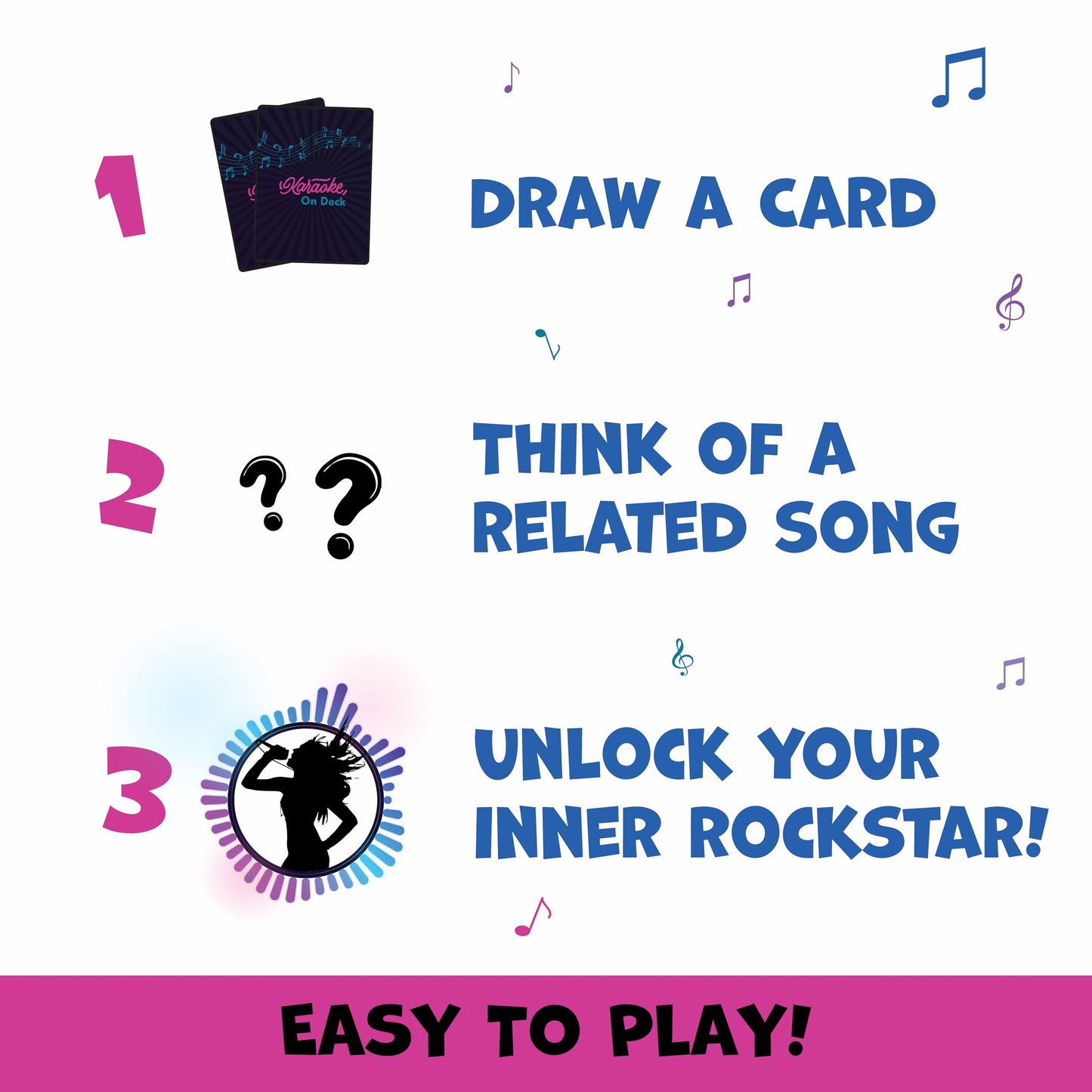 Karaoke On Deck - Exciting Karaoke Game, All Ages, 2+ Players, Fun Game for Music Lovers, Travel Ready, Car, Home, Party, Great for Game Nights, Group Play, Gift Idea