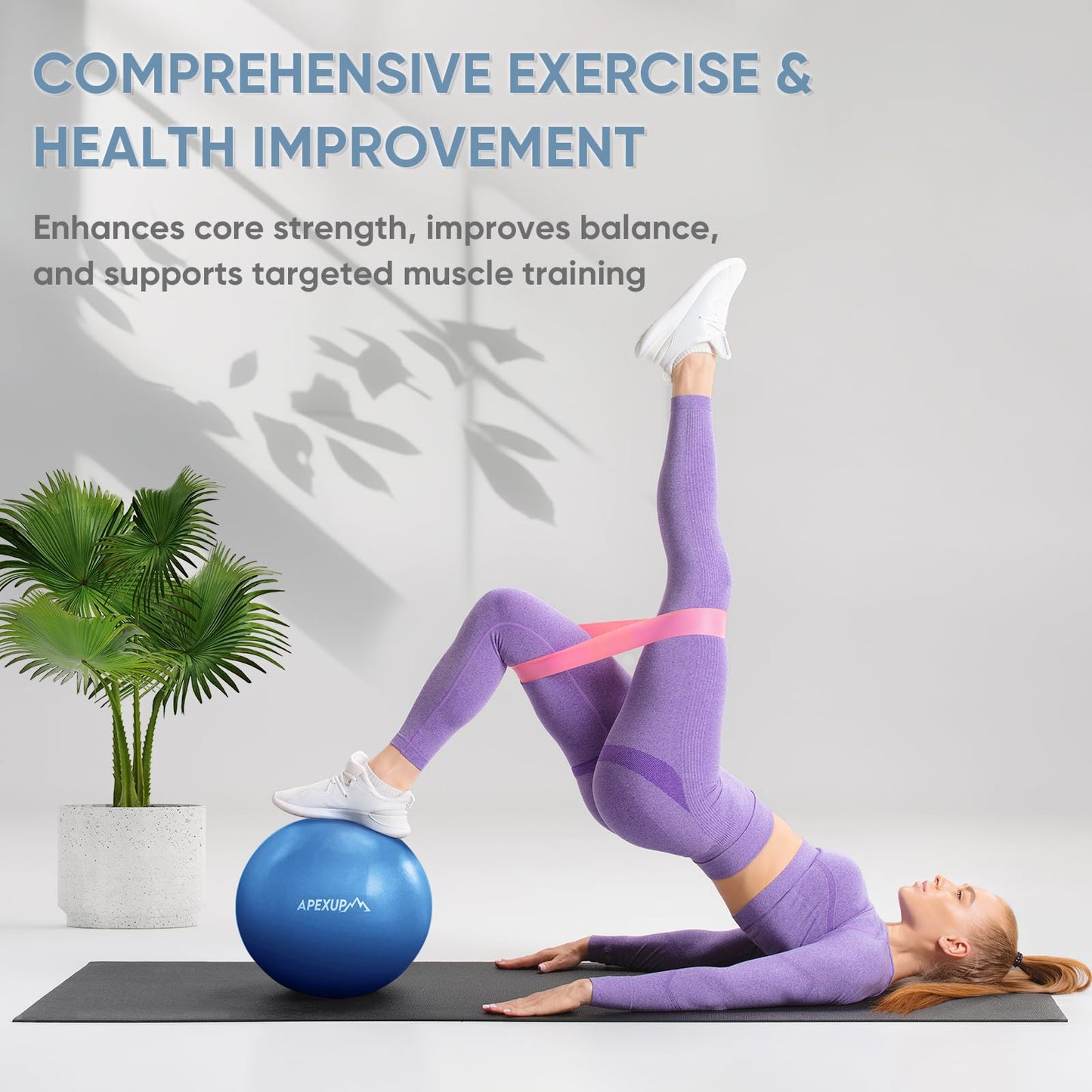 APEXUP Yoga Ball Exercise Ball, Heavy Duty Pilates Ball for Fitness, Balance, Core Workout, Physical Therapy (XXS (9") 23cm, Blue)