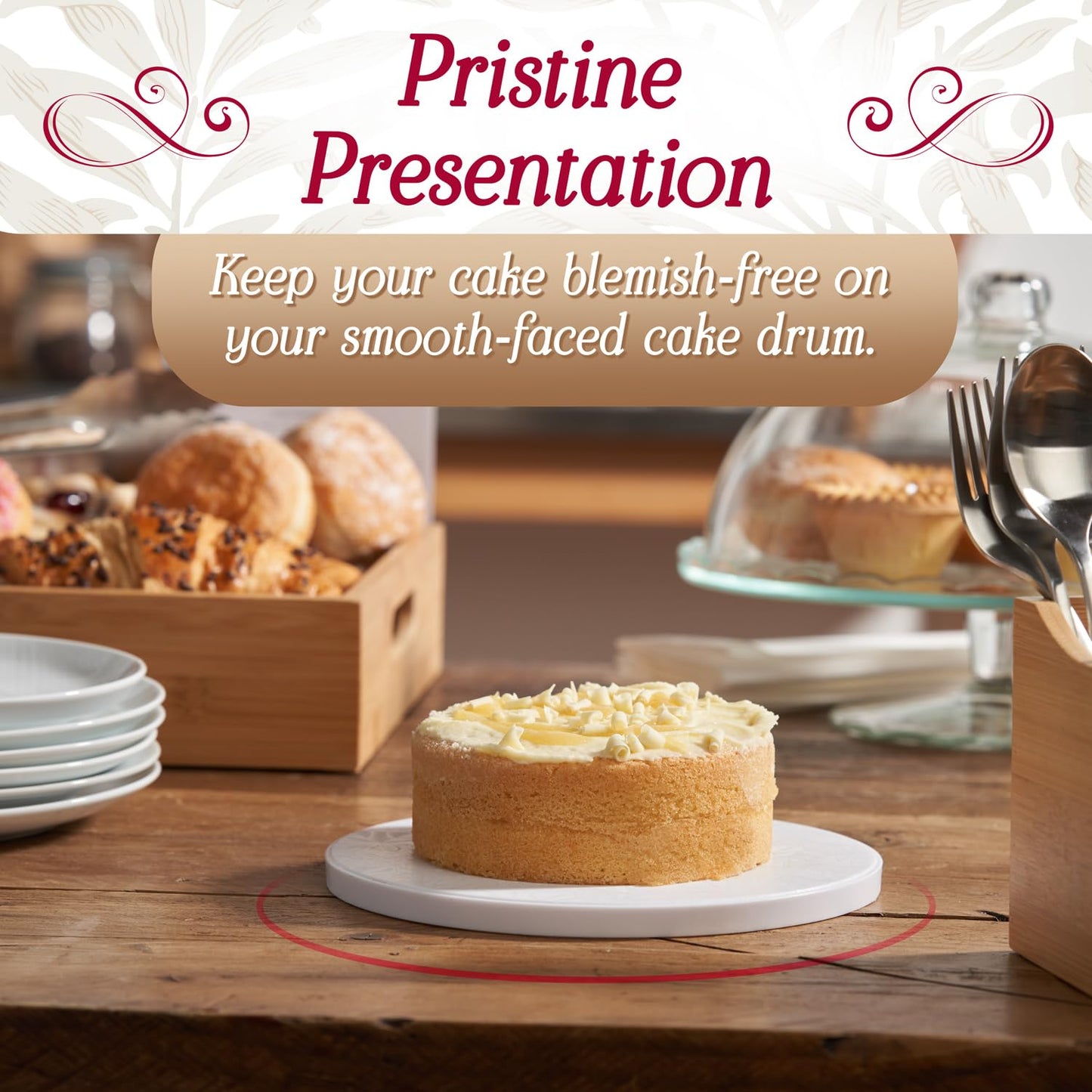 Cakebon Round Cake Boards - Sturdy 1/2 Thick Drums - 10 Inch Professional Smooth Straight Edges White 1-Pack