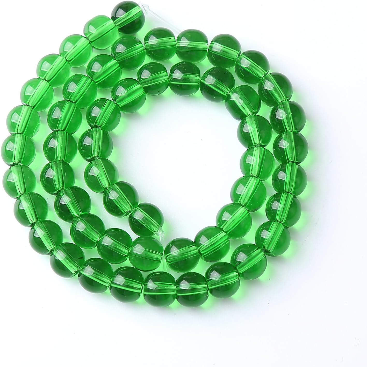 90pcs 4mm Smooth Green Crystal Glass Quartz Beads Round Loose Beads for Jewelry Making DIY Bracelet Necklace 15" Energy Healing Power Stone Beads(4mm, Green Crystal Glass)