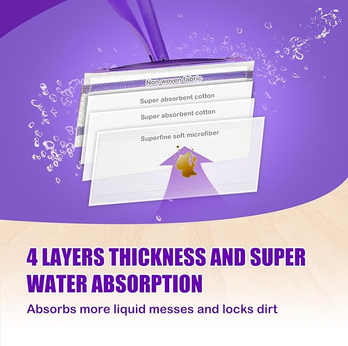 50 Pack Mop Pad Refills for Swiffer Wet Jet Mop Pads, Wet Jet Mopping Pads for Multi Surface Floor Cleaning, 4 Layers Thickened & Super Absorbent.