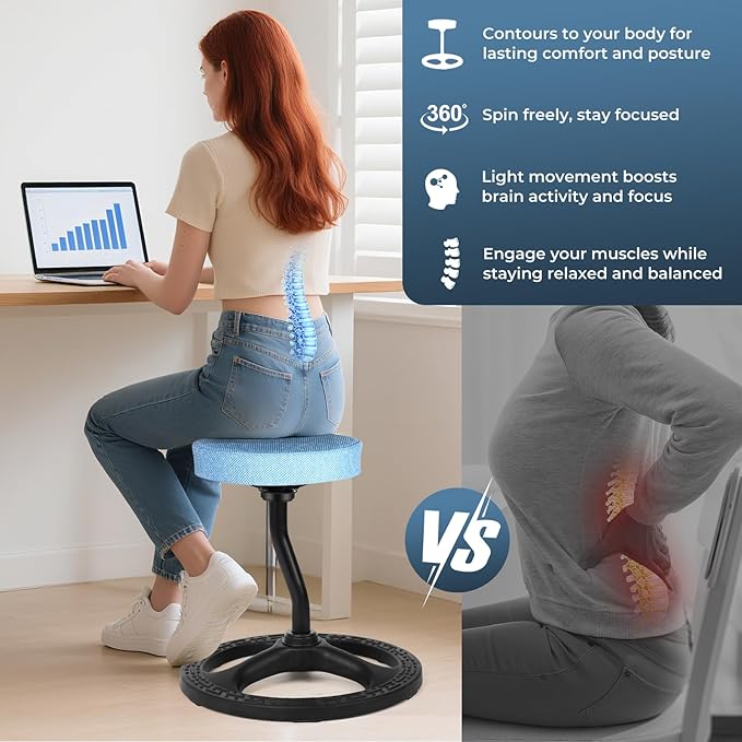 Upaloop ADHD Chair for Kids, Yoga Chairs for Adults, Wobble Stool Active Flexible Seating Desk Chair with Non-Slip Base and Washable Seat Cover for Stability, Balance, Yoga, Office, School, Classroom