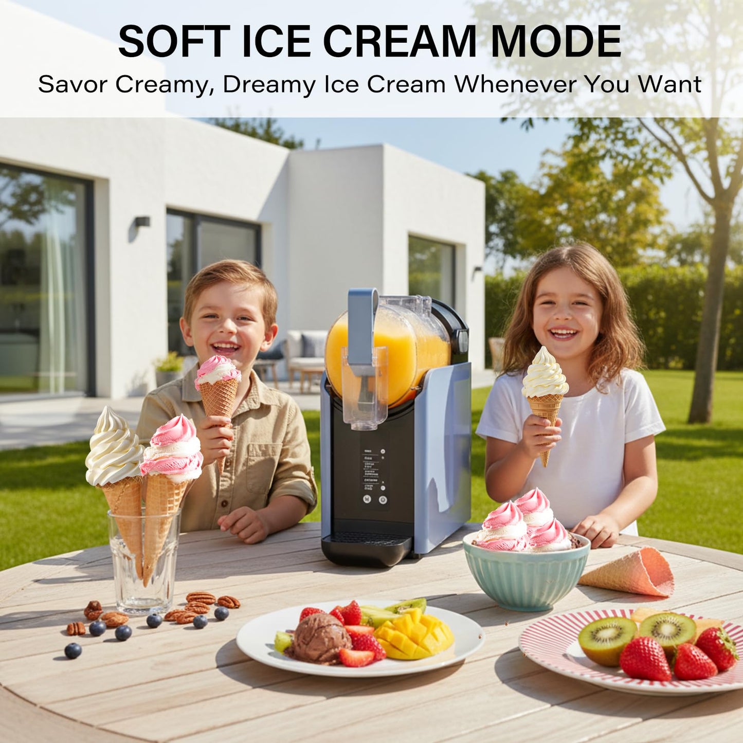 Lifecreek 98oz Slushie Machine for Home with No Ice Needed, 6 Preset Programs, Self-Cleaning Function, Quiet Operation, Perfect for Making Frozen Margaritas, Milkshakes, Smoothies, Frappes,Blue