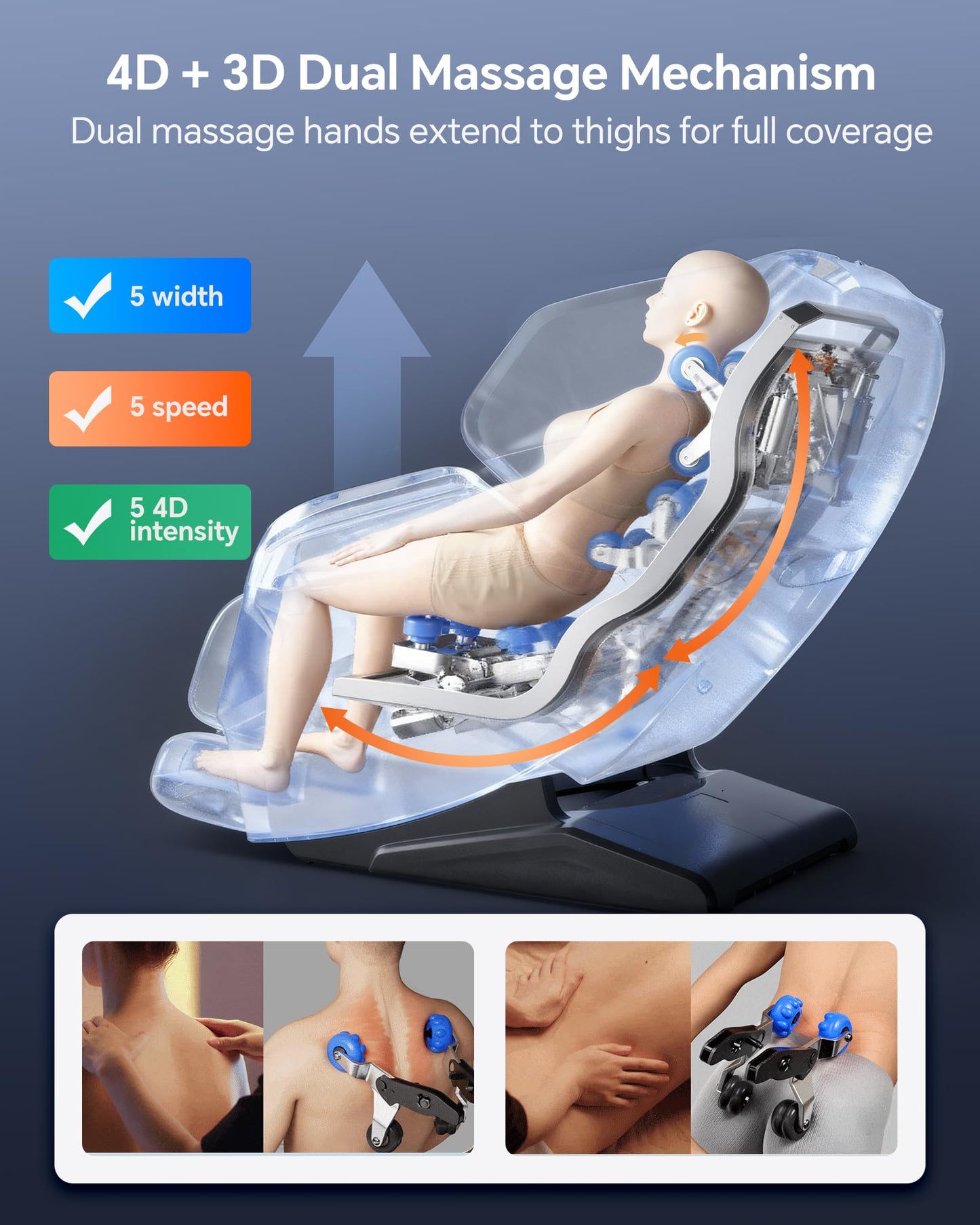 4D+3D Dual Mechanism Massage Chair Full Body, Zero Gravity Massage Chair Recliner with Segmented Dual SL Track, AI Fatigue Health Detection, 160° Flat Stretch, 8" HD Touchscreen & Voice Control, Black