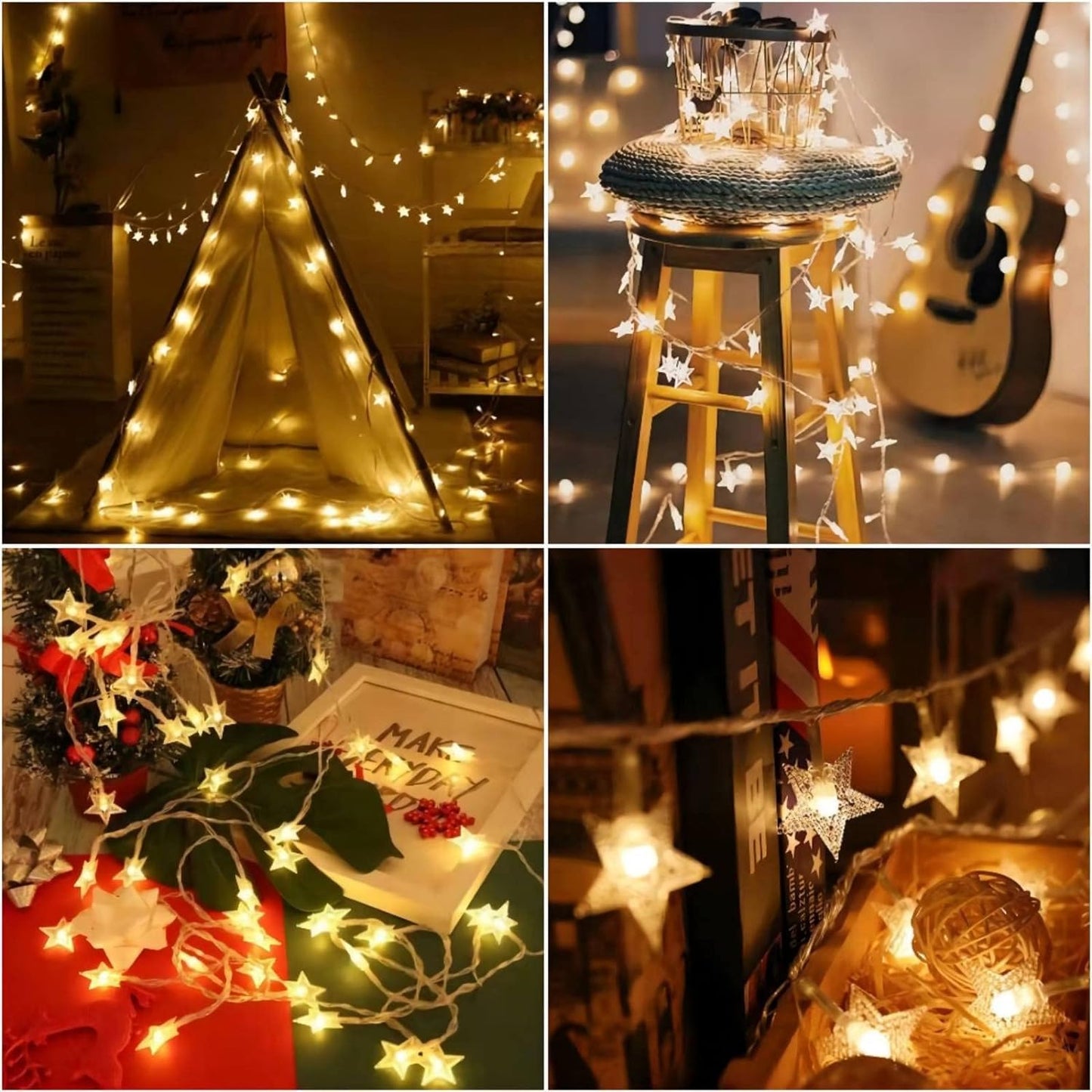 Star String Lights Battery Operated, 20 FT 40 LED 8 Modes Timer Warm White Twinkle Lights Hanging Fairy Light for Bedroom Room Office Party Home Indoor Outdoor Xmas Decor Tree Decorations