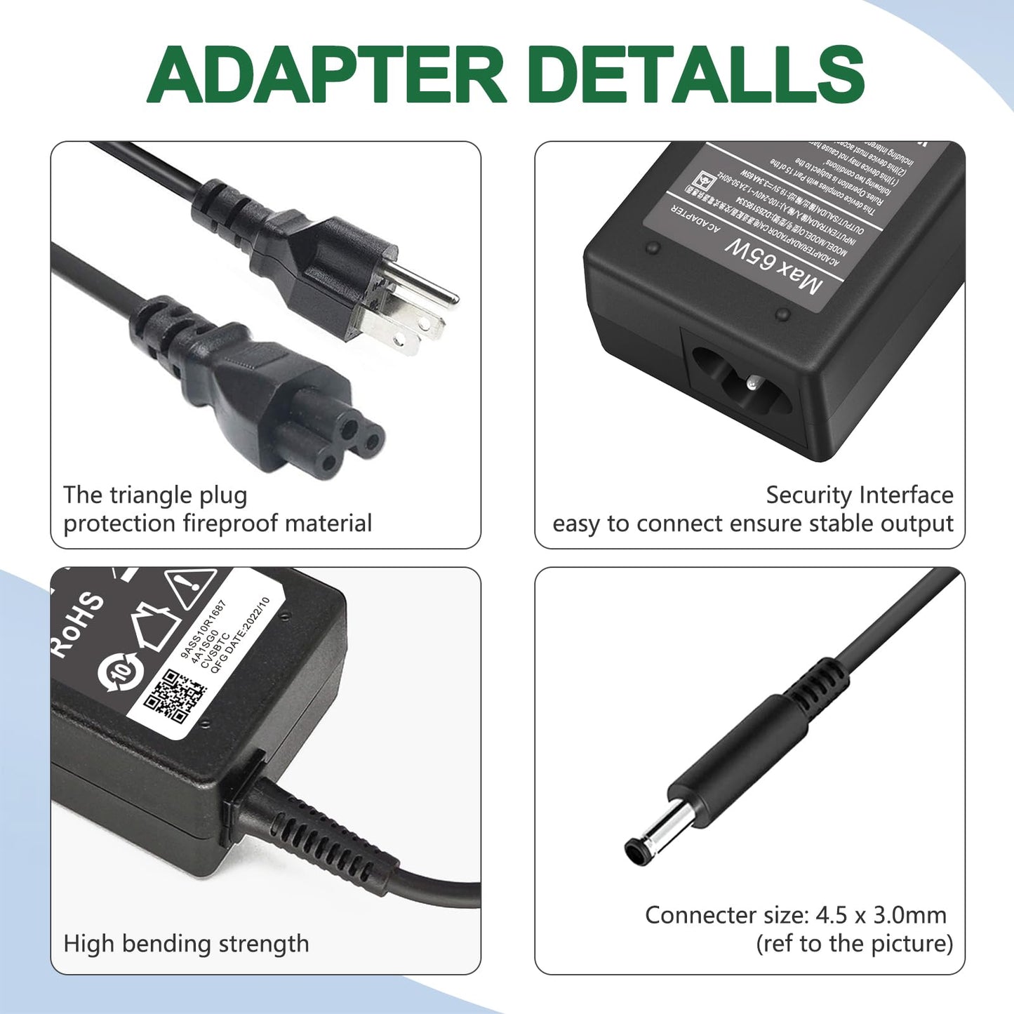 65W Charger For Dell Laptop Charger,Ac Adapter For Dell Inspiron 15 3000 5000 Series 15-3552 3555 3558 3565 3567 5551 5552 5555