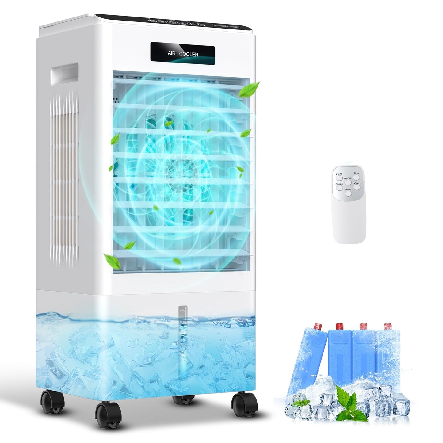 Portable Air Conditioners, Windowless Portable AC with 3 Speeds, 3 Modes, 8L Evaporative Air Cooler w/7H Timer, 90°Oscillation, Remote Control Air Conditioners for Bedroom, Small Room, Home (White)