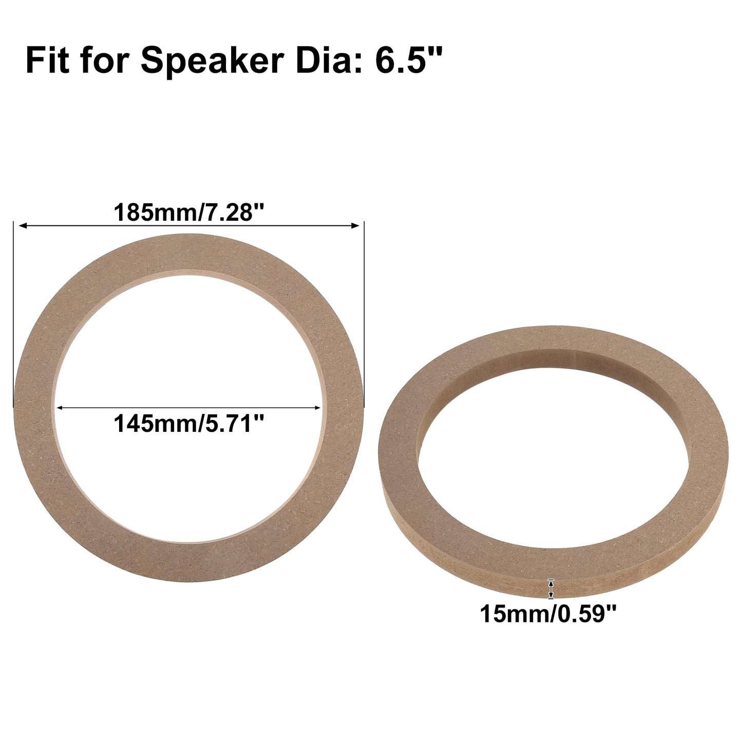 X Autohaux 4 Pcs 6.5 Universal Wooden Car Speaker Subwoofer Mounting Spacer Rings Adapter Bracket Holder Plate