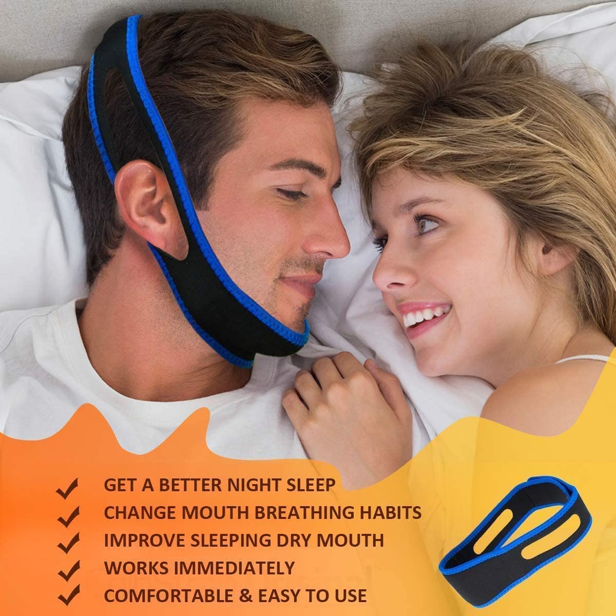 2025 Model Anti Snoring Chin Strap, Stop Snoring Chin Straps for CPAP Users, Jaw Strap for Sleeping,Chin Straps to Keep Mouth Closed for Sleeping Better, Cpap Chin Strap for Sleep for Men-Women