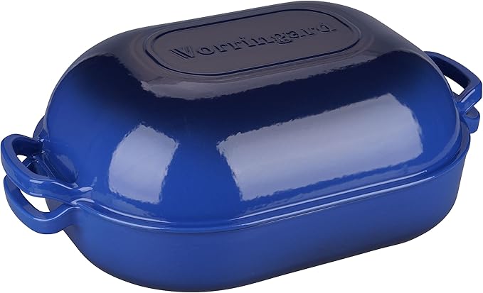Large Cast Iron Dutch Oven Dome Pot with Lid, Enameled Bread Oven, Bread Pan for Homemade Sourdough Bread Baking, 9QT, Blue