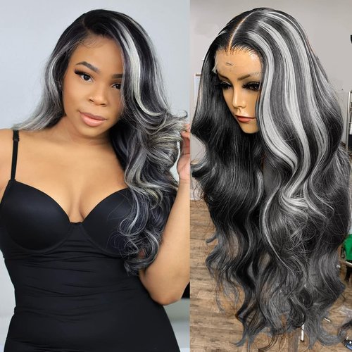 Habiliana Bundles Human Hair 18 20 22 Inch Body Wave P4/GREY Human Hair Bundles 11A Unprocessed Brazilian Virgin Quick Weave Hair Extensions for Black Women