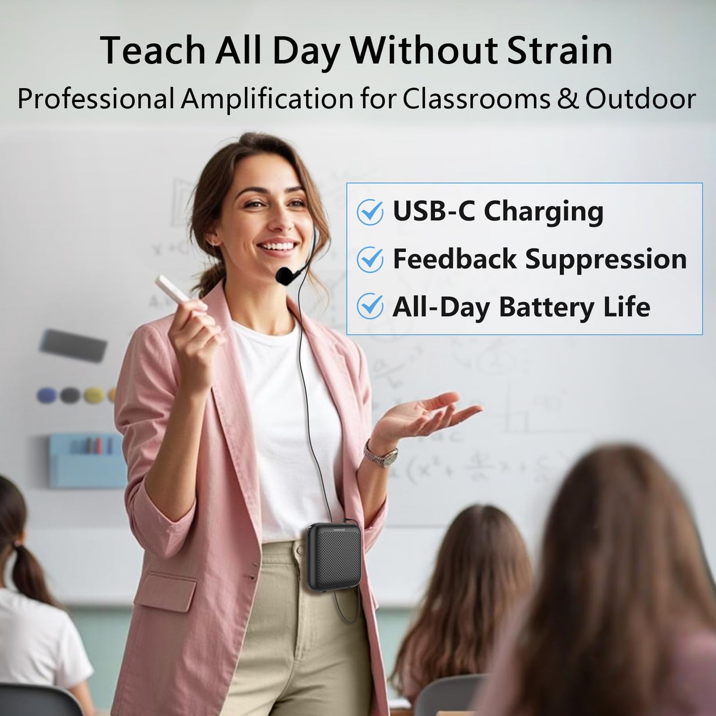 Norwii Bluetooth Voice Amplifier, Power Amplifiers, Portable Mini Wired Microphone Headset For Teacher Classroom & Outdoor Lectu