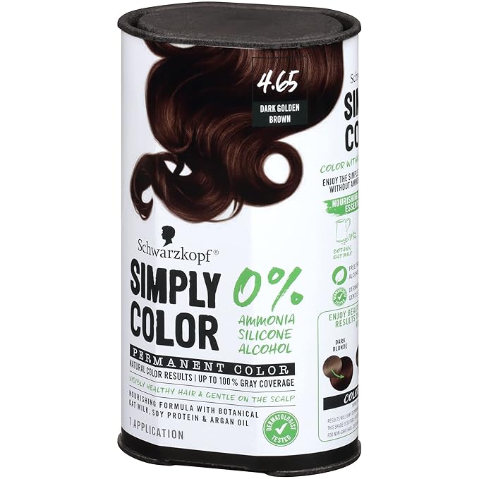 Schwarzkopf Simply Color Permanent Hair Color, 4.65 Dark Golden Brown