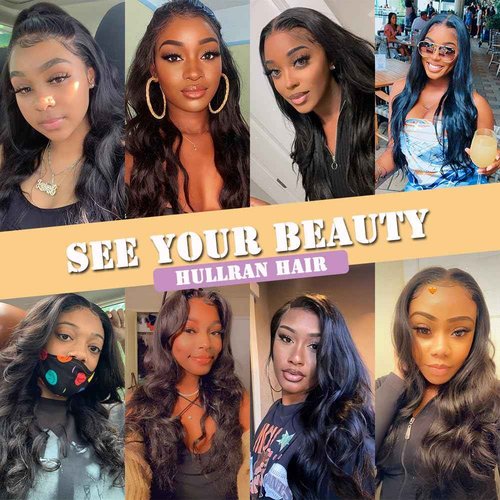 Hullran 12A Human Hair Bundles 14 16 18 20 Inch Body Wave Bundles Human Hair Extensions 400g Unprocessed Brazilian Virgin Body Wave 4 Pieces Deals Brazilian Quick Weave Natural Black Wavy Extensions