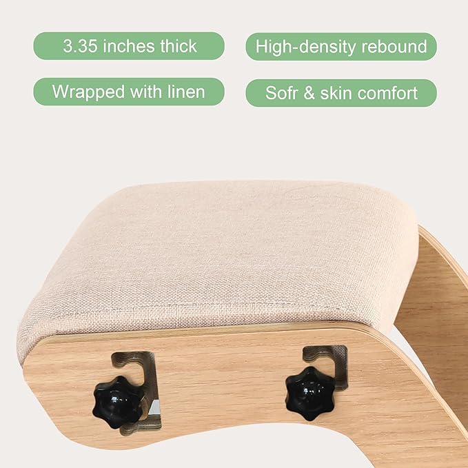 Predawn Adjustable Ergonomic Kneeling Chair – Custom Height Rocking Posture Stool with Thick Cushions, Solid Wood Frame, Knee Support Seat for Adults, Office or Meditation Use(White Oak)