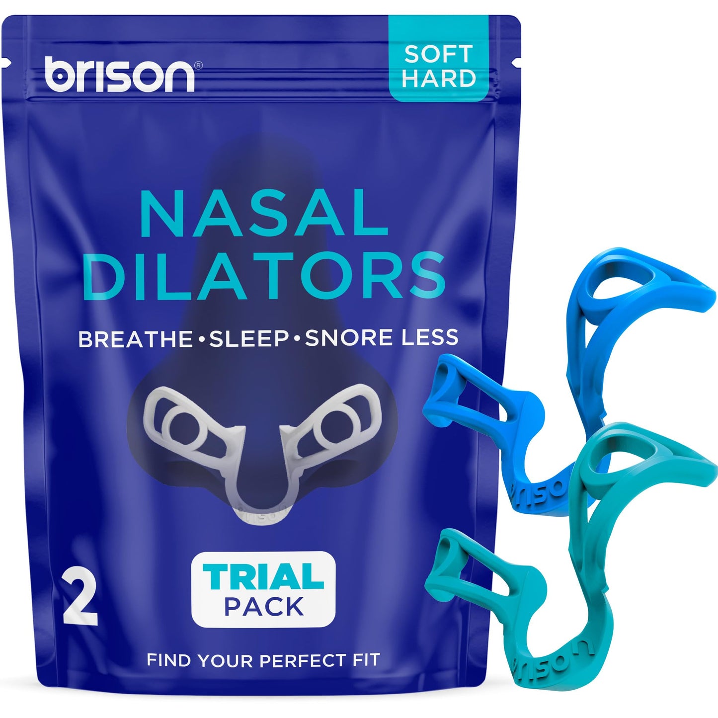 Brison Nasal Dilators for Breathing and Sleeping - 2 Pack Anti Snoring Nose Vents Opener for Better Breathing Sleeping and Activity Improves Airflow - 2pcs Soft-Hard