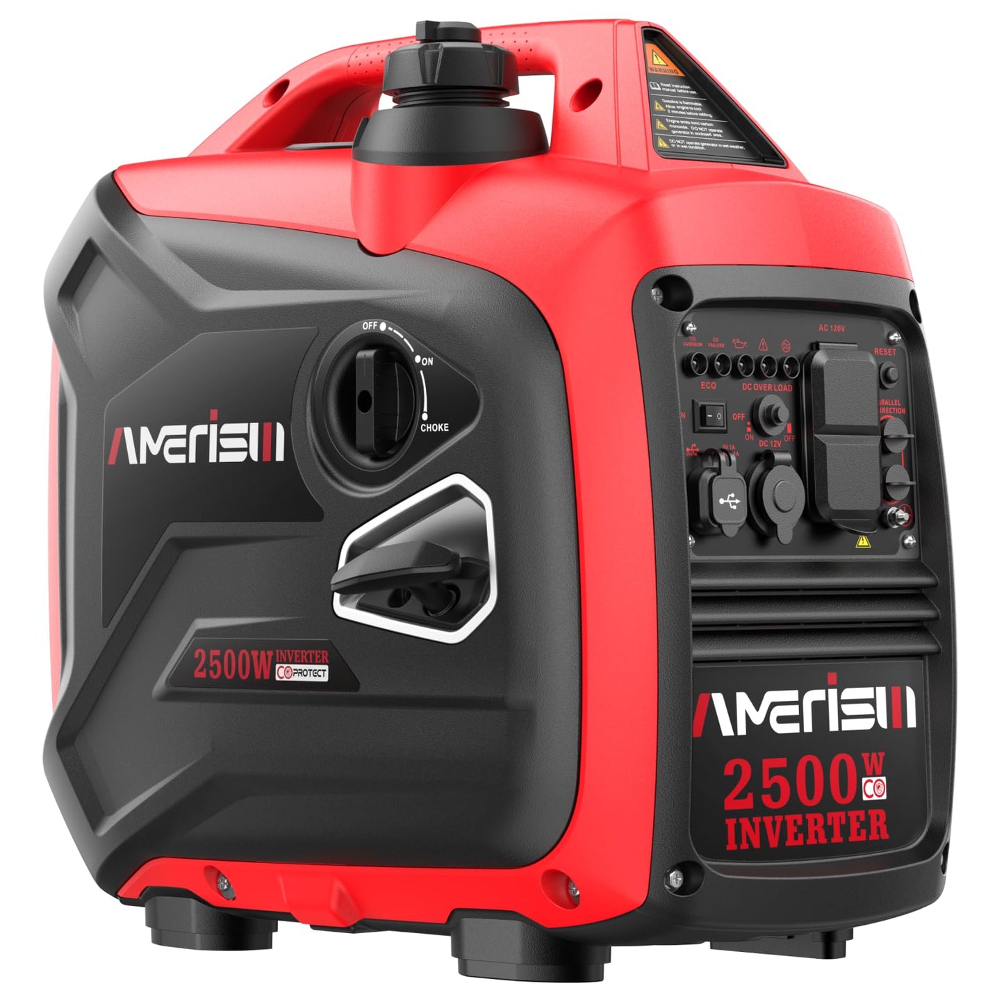 Amerisun 2500-Watt Gas Powered Portable Inverter Generator, Co Sensor, Super Quiet For Home Backup, Emergency, Camping, Epa Comp