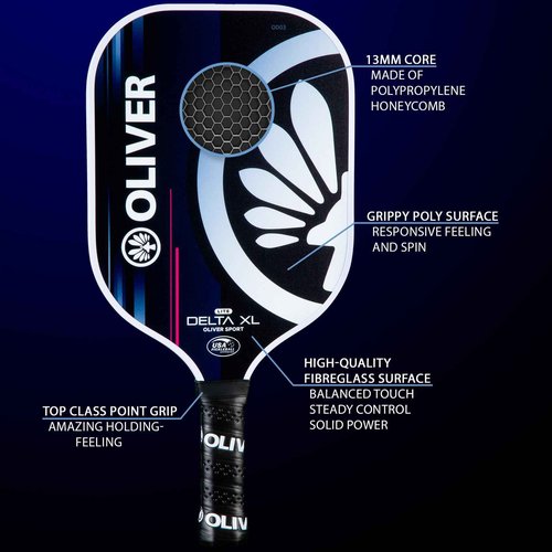 Pickleball Paddle Delta XL Lite – Fiberglass Surface, 13mm Polypropylene Honeycomb Core, Ergonomic Grip, USAPA Approved – Maximum Sweet Spot, Power, Spin, and Control