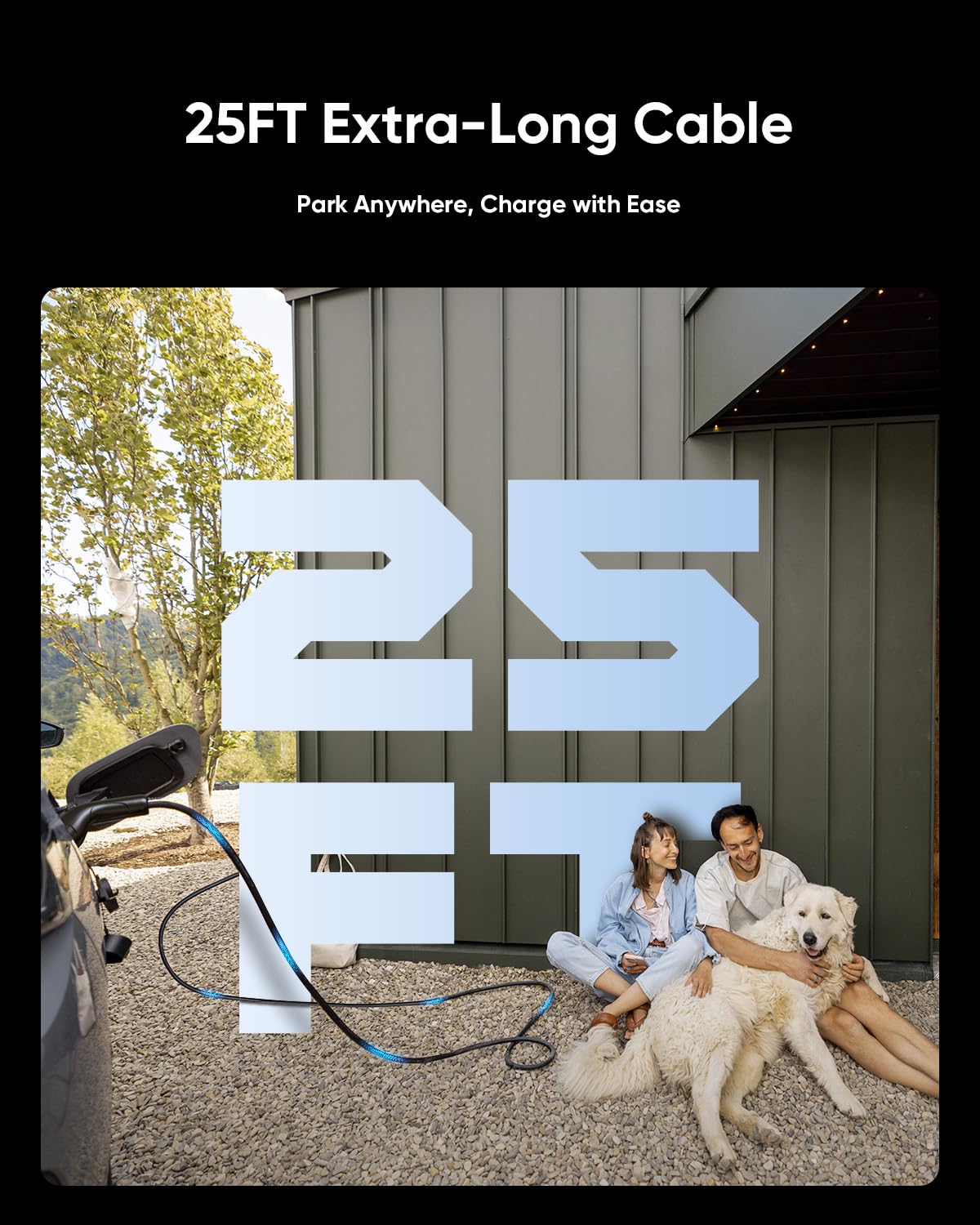 EG evgoer 32A Level 2 EV Charger with Smart APP Control & 25FT Cable - NEMA 14-50P Plug, Portable Electric Vehicle Charging Station with Cable Holder (EVSE Included)