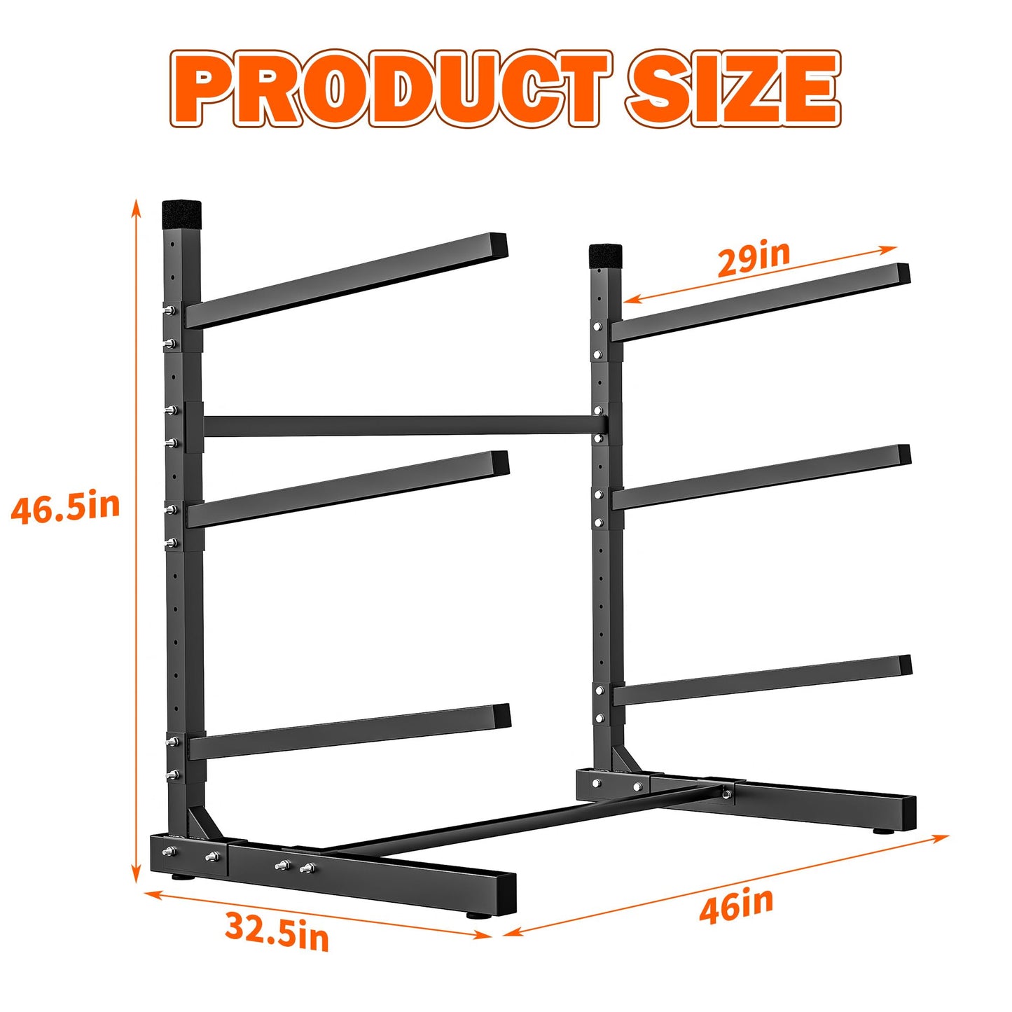 Ultrawall Kayak Storage Rack, Freestanding Kayak Rack for Garage, Adjustable Kayak Stand, Paddle Board Rack for Kayak, Canoe, Surfboard, 480lbs Capacity, Indoor & Outdoor Use, 3 Levels