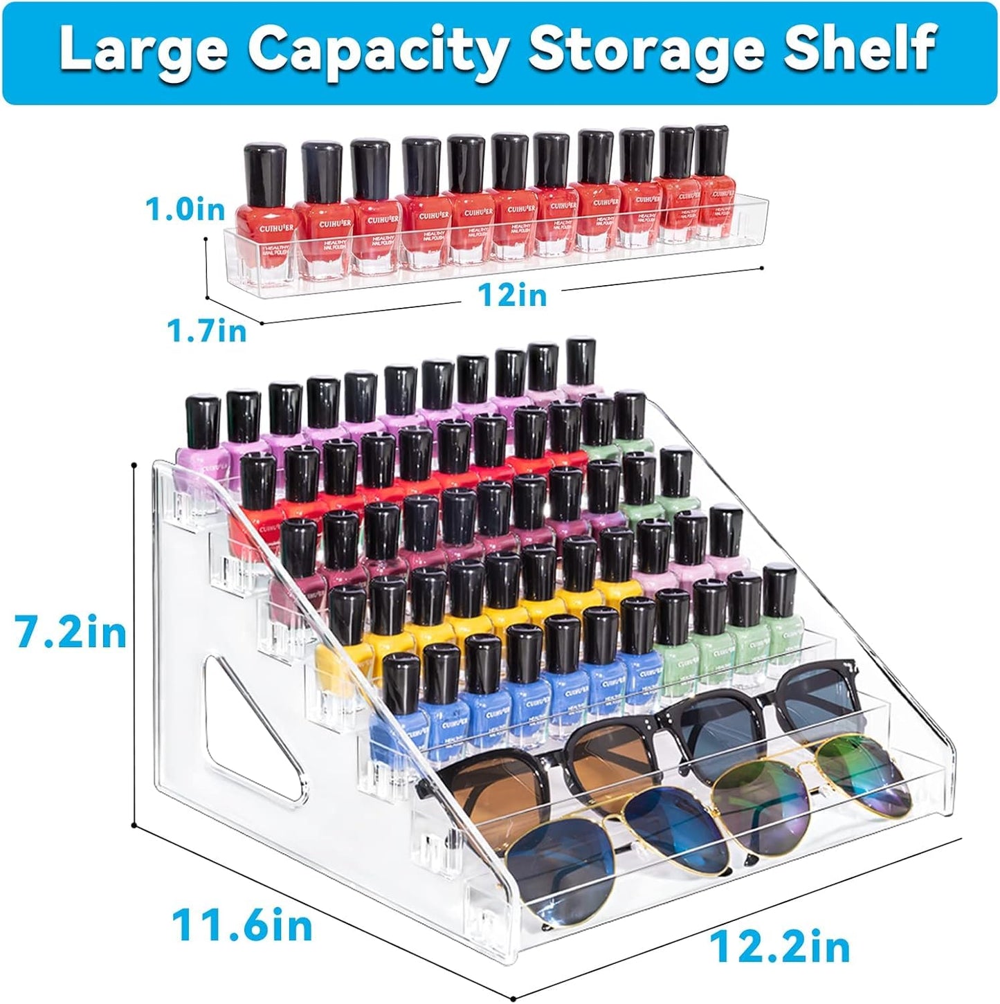 Pero Pero Nail Polish Organizer Acrylic Display Rack for Nail Polish Holder Sunglasses Organizer Essential Oils Holder Clear Eye