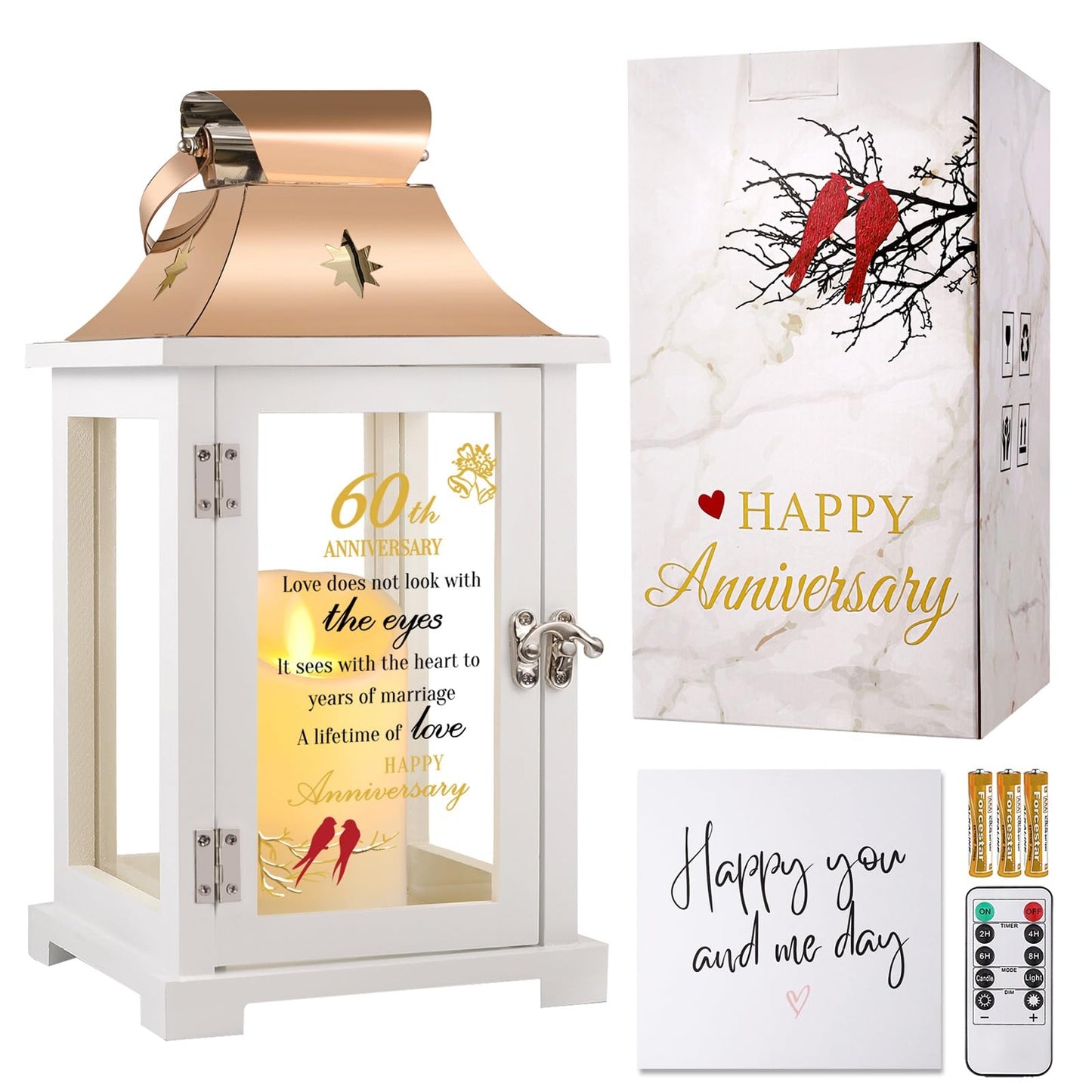 60th Wedding Lantern, Unique 60th Wedding Idea for Couple - Diamond Decoration for Him & Her