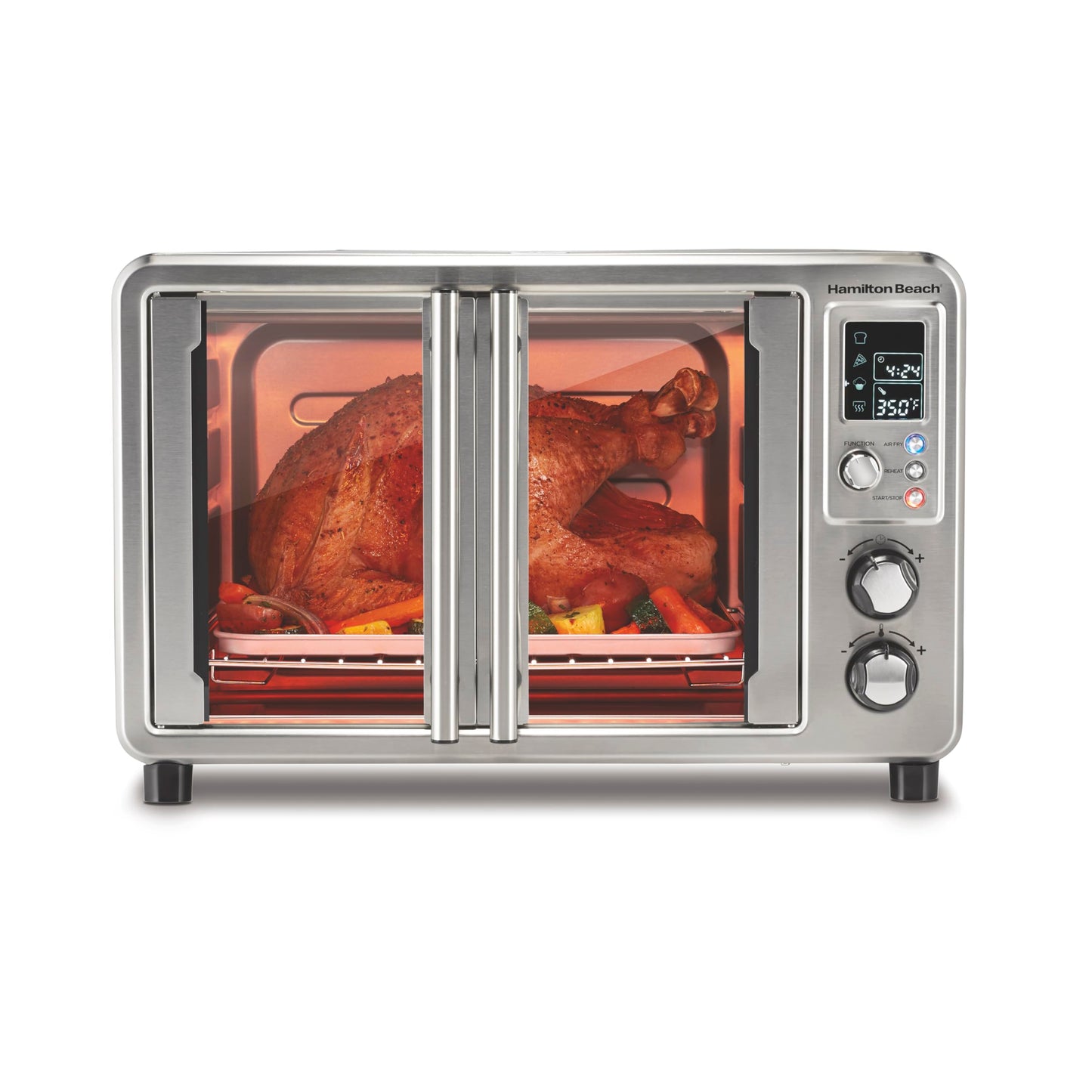 Hamilton Beach Sure Crisp 6-in-1 XL Digital Air Fryer Toaster Oven Combo, With Easy-Access French Doors, Bake, Broil, Toast, Pizza & Reheat Functions, 0.9 cu. ft. Capacity, Stainless Steel (31191)
