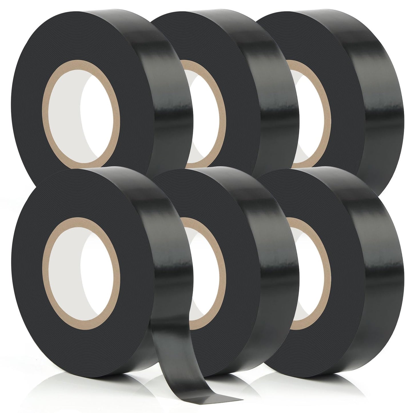 Okxiri 6 Pack Black Electrical Tape, 66 Ft Waterproof Electric Tape Black High Temperature for Repairs, Adhesive, Insulating Electrical Tape for Home Outdoor, Electrical Tools and Accessories