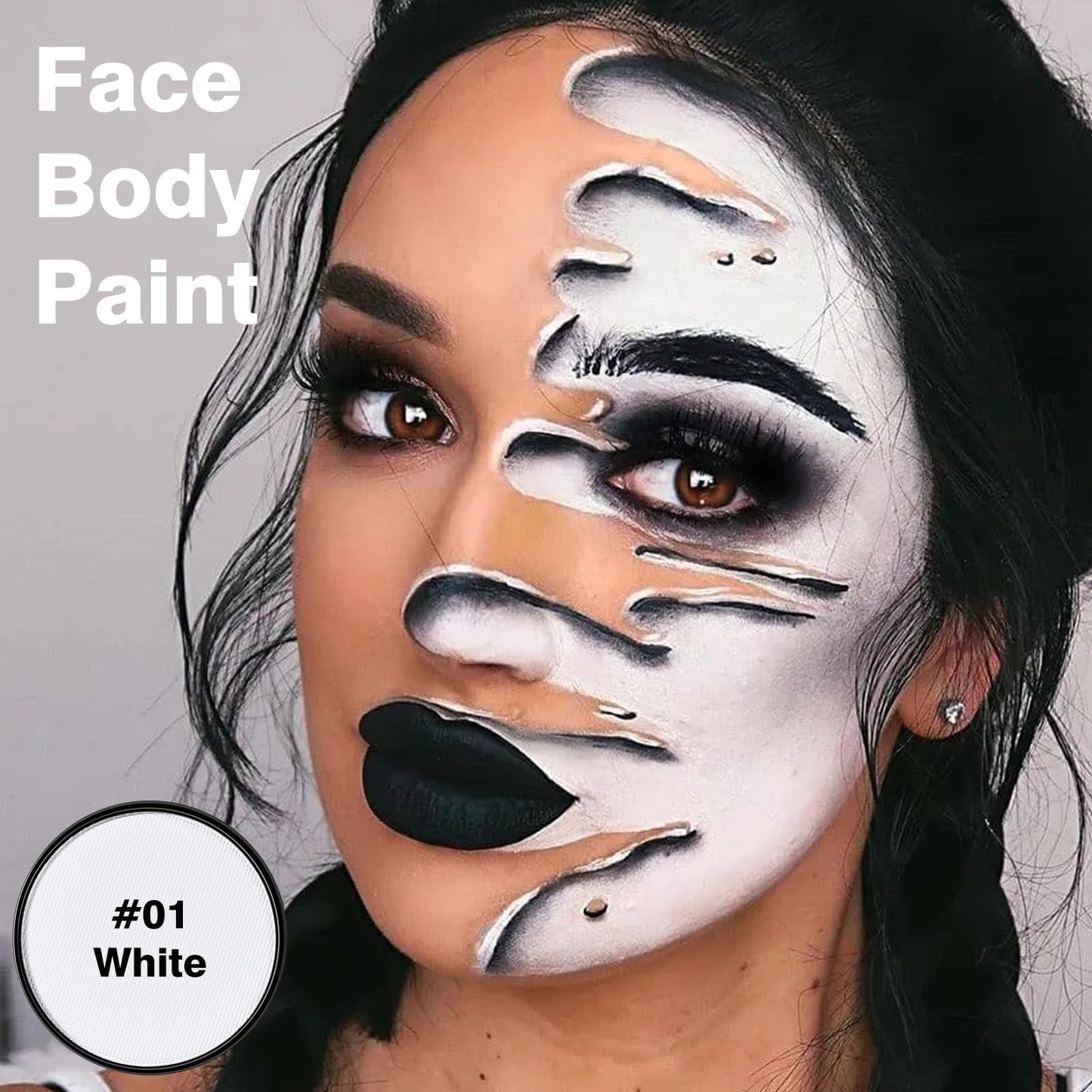 FREEORR White Face Body Paint Makeup 30G,Professional Stage Screen Halloween,Non Toxic Face Body Paint Makeup for Halloween Cost