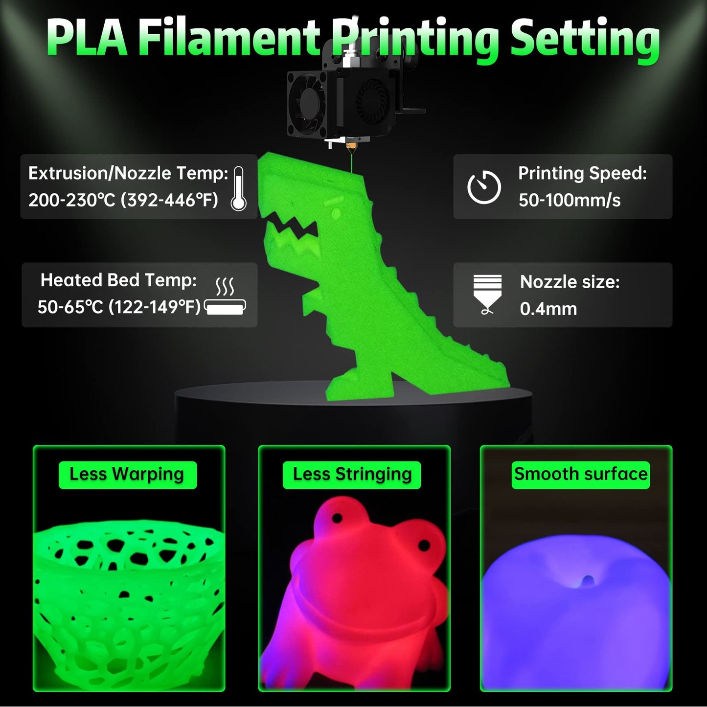 SUNLU Glow in The Dark PLA Filament, Neatly Wound Luminous PLA 3D Printer Filament 1.75mm Dimensional Accuracy +/- 0.02mm, Fit Most FDM 3D Printers, 1kg Spool (2.2lbs), (White PLA, Glow Green)