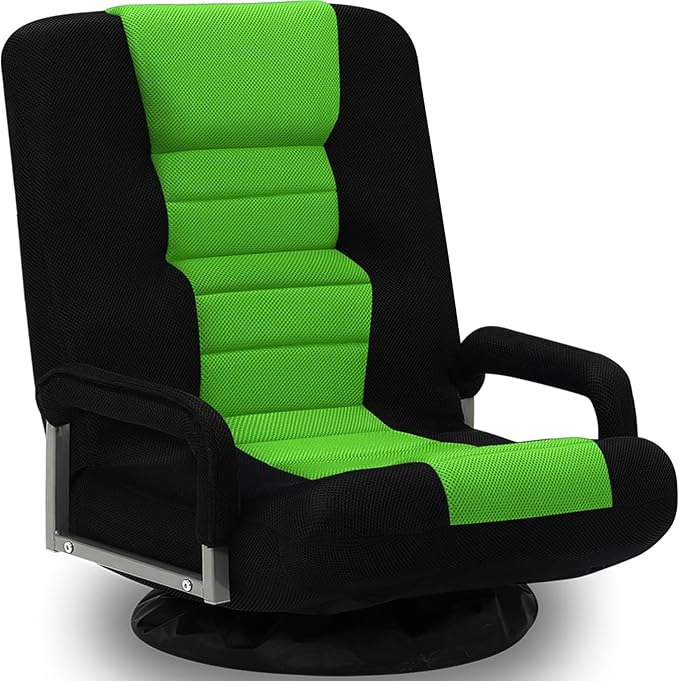 ACIPENSER Swivel Gaming Chair Multipurpose Floor Gaming Chair for Playing Video Games, TV, Reading w/Armrest Lumbar Support & 6 Adjustable Postion Backrest for Adults & Kids,Green