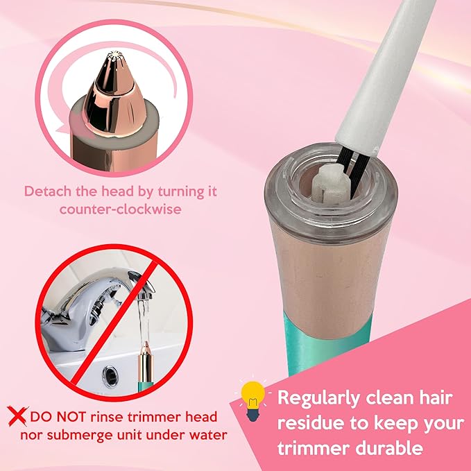 Eyebrow Hair Remover for Women | 18K Gold-Plated Head | 360° LED Light Portable Painless Epilator