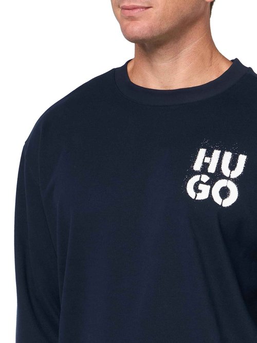 HUGO Stacked Logo Cotton Blend Crewneck Sweatshirt, blueberry blue, XXL