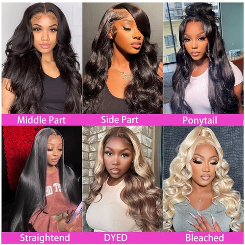 26 Inch Body Wave Lace Front Wigs Human Hair Full 13x4 HD 180 Density Glueless Pre Plucked with Baby Hair Unprocessed Brazilian Virgin Remy Transparent Bone Lace Frontal Wig for Women Natural Color