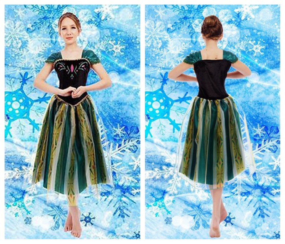 Lovely Mermaid Queen Princess Adult Women Dress Costume Cosplay Halloween (dress with necklace,M=6-8 US SIZE)