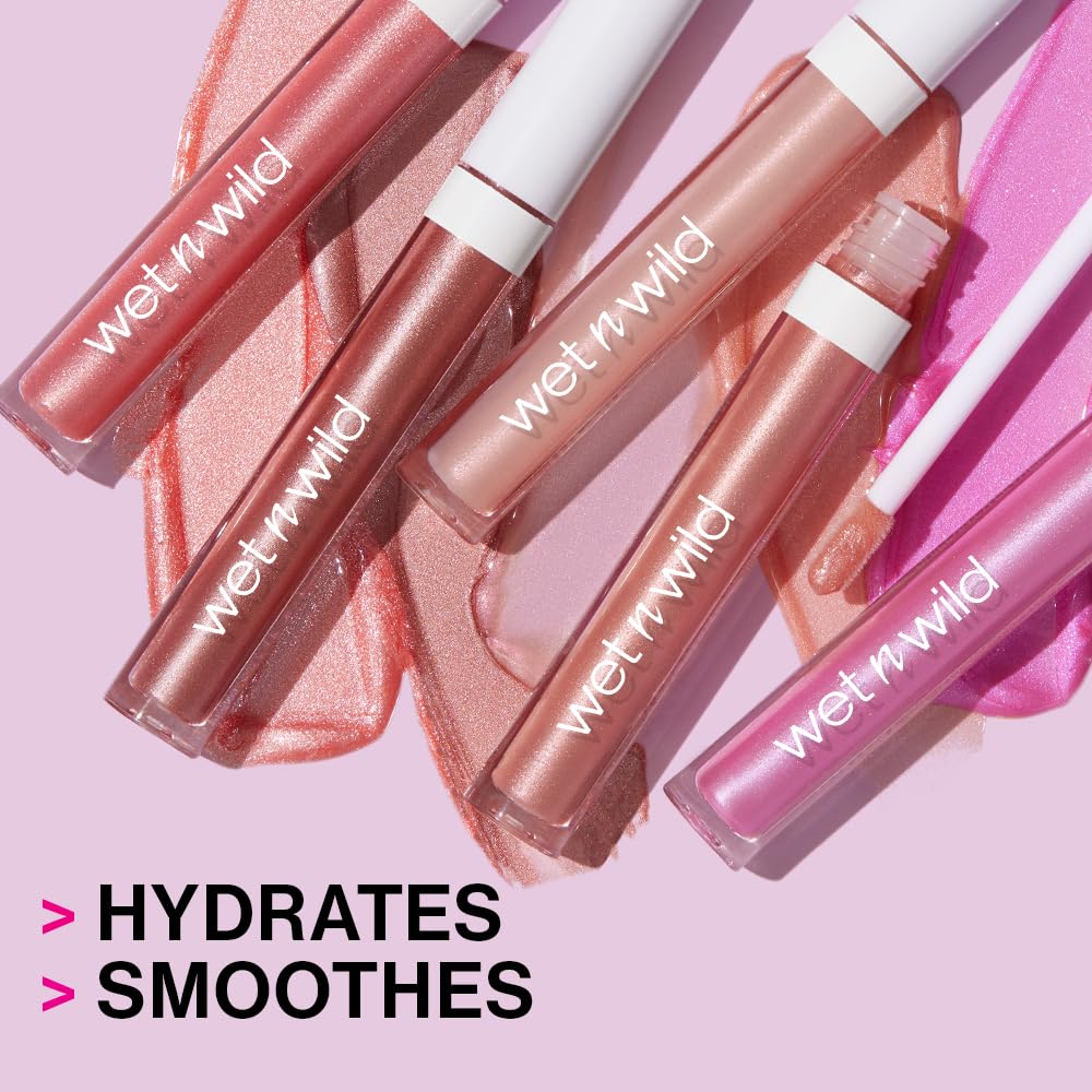 wet n wild MegaSlicks Lip Gloss, Ultra-Glossy, Vitamin-E Enriched, Ultra-Gloss High Shine Moisturizing, Cruelty-Free & Vegan - T