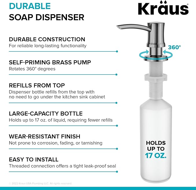 KRAUS Kitchen Soap and Lotion Dispenser in Stainless Steel, KSD-54SS