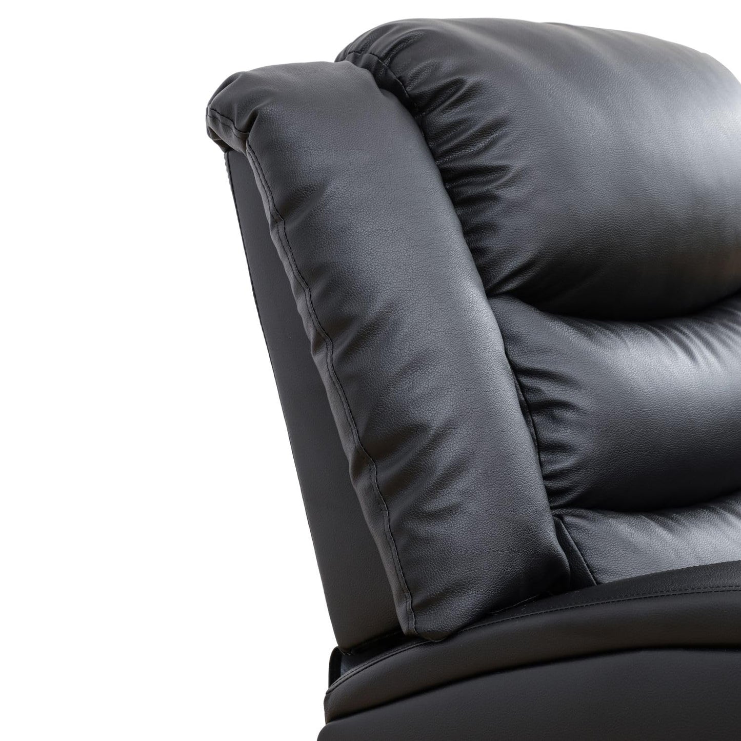 UOCFYK Oversized Faux Synthetic Leather Chairs for Living Room Comfy Wide Lazy Boy Home Theater Seating Recliner for Apartment/Office, Black