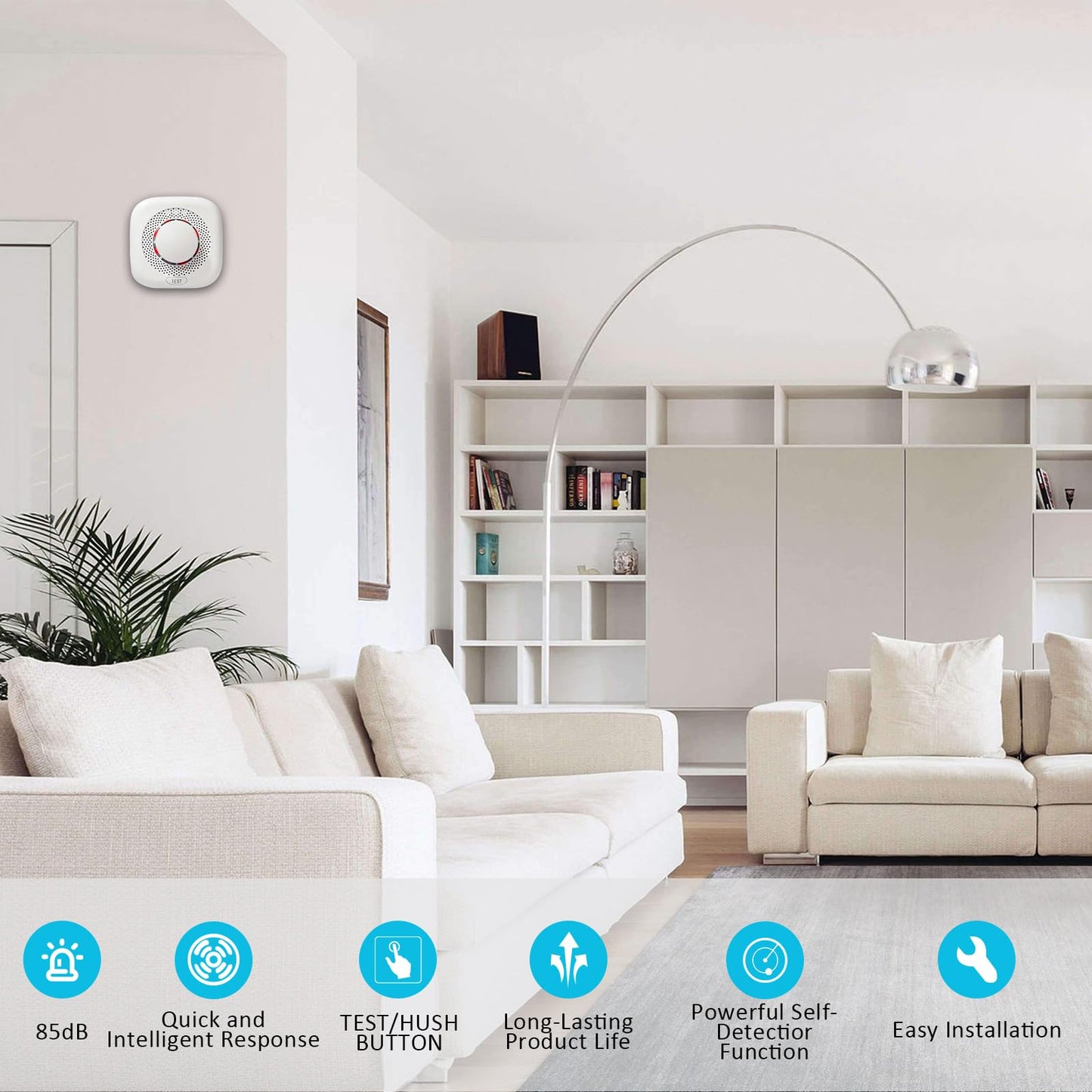 Smoke Alarm 2 Pack,Smoke Detector for Home with Test Button & Silence Button,Fire Alarm with LED Indicator,Ionization Smoke Alarm Battery Operated