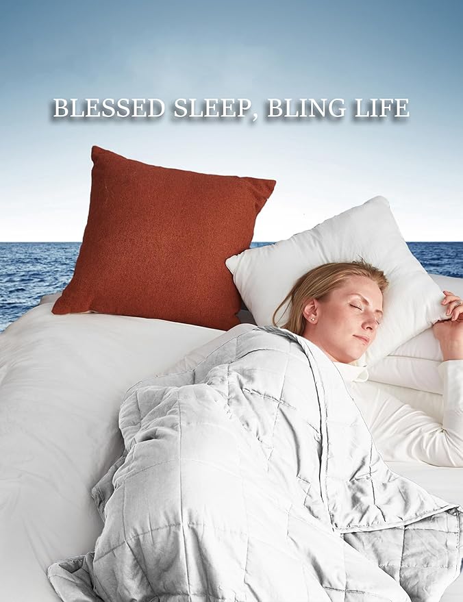 BB BLINBLIN Cooling Weighted Blanket Heavy Blanket for Cool & Restful Sleep, Premium Soft Material and Glass Beads (Light Grey, 48''x72'' 20lbs), Suit for One Person(~190lb) Use on Twin/Full Bed