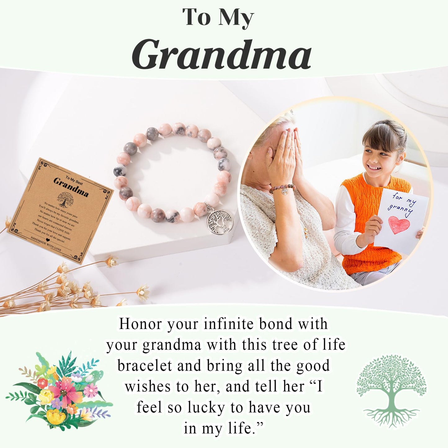 4MELLY Grandma Gifts Grandmather Birthday Gifts from Granddaughter Grandson Best Grandma Ever Coffee Mugs Gift Box Christmas Thanksgiving Ideas Gift for Grandmather