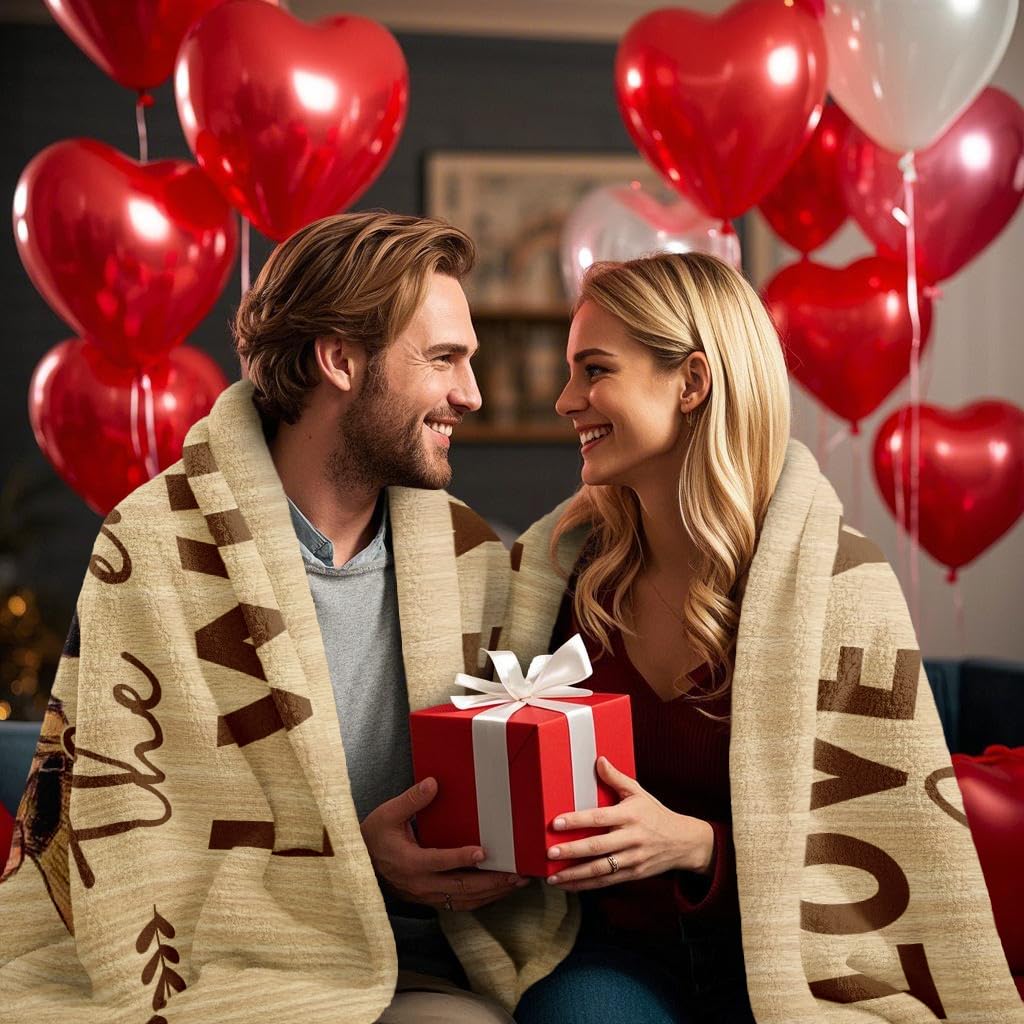 Neuturs I Love You Gifts for Her Him, Girlfriend Birthday Gifts, Christmas Romantic Birthday Gifts for Her Him Girlfriend Wife, Anniversary Wedding Gift for Women Men Couples Blanket 60"X50"