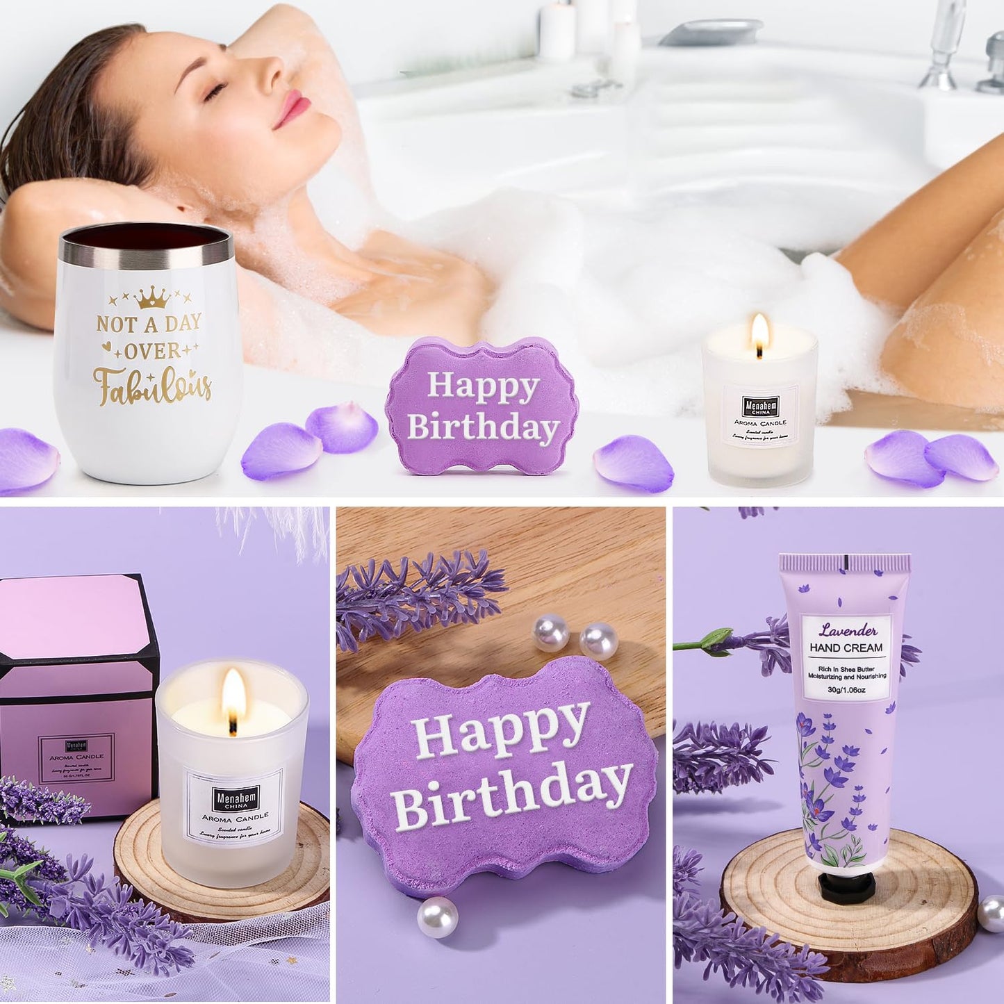 Birthday Gifts for Women, Happy Birthday Gifts for Mom, Her, Sister, Best Friend, Girlfriend, Coworker, Wife Bday Gift Ideas, Unique Relaxing Spa Birthday Gift Basket for Women Care Package w/Blanket