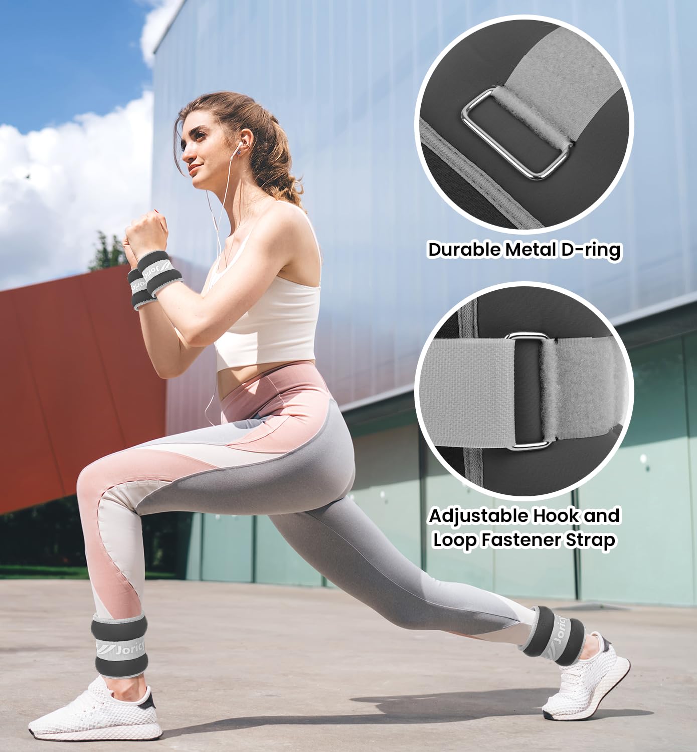 Ankle Weights, Wrist Leg Arm Weights for Women Men with Adjustable Straps, Strength Training Weighted for Running, Walking, Fitness, Gym - 2LB Pair (1 LB Each Weight), Grey1