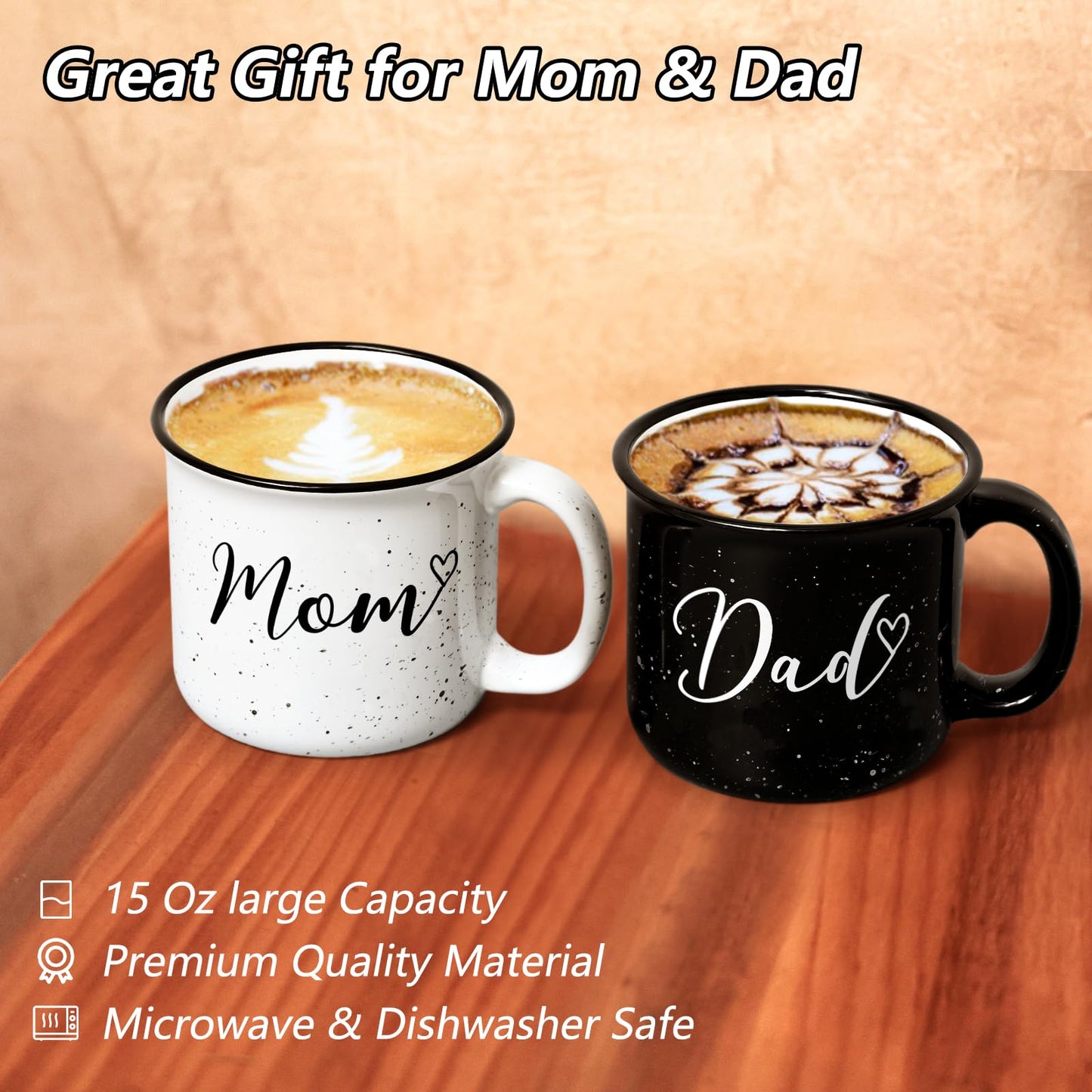 YHRJWN New Parents Mugs Set - Mom & Dad Gifts for Couples, Perfect for Mothers Day, Fathers Day & Christmas, 15 Oz Each